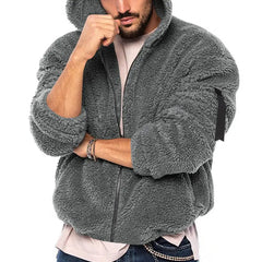 Plush Men Jacket Fluffy Fleece Thick Warm Coat Jacket Long Sleeve