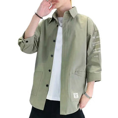 Japanese Style Casual Jacket Men Short-sleeved Shirt Men's Japanese