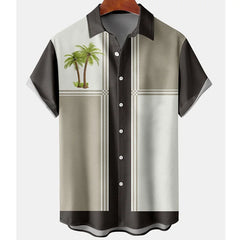 Summer Hawaiian Shirt Men Coconut Tree Printed For Men Holiday Beach