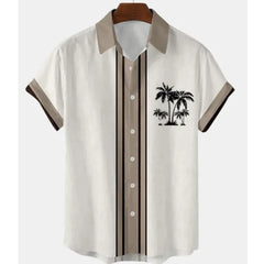 Simple Stripe Men's Hawaiian Shirt Casual Short Sleeve Shirt Men