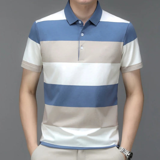 Men's Polo T Shirt Business Casual Simple Stripes Print Summer