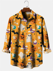 Halloween Style Ghosts Print Men's Shirts Casual Single-Breasted