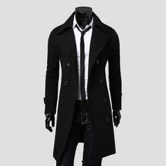 Simple Trench Coat  Double-breasted Male Men Coat  Coldproof Pure