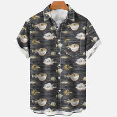 3d Sea Animal Seahorse Fish Print Lapel Hawaiian Shirt Men's Summer