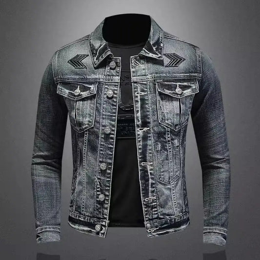 Men's Vintage Denim Jacket High Street Trend Loose Street Riding Biker