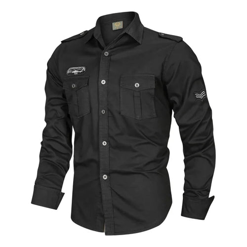 Men Military Outdoor Shirts Male Cotton Multi-pocket Tooling Casual