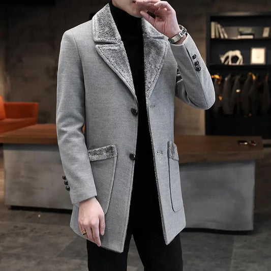 Popular Men Windbreaker Autumn Winter Male Trench Coat Medium Length