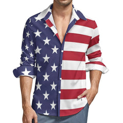 American Flag Printing Casual Shirts Men's Star Stripe Flag Shirt