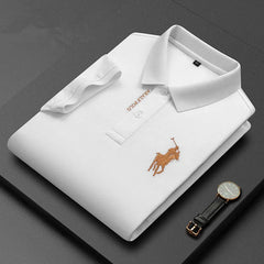 Embroidered Men's Pure Cotton Popsicle Cotton Short Sleeved Polo Shirt