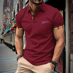 European and American men's casual short sleeved polo shirt office