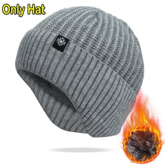 Outdoor Men Winter Knitted Hat Plush Warmth Peaked Cap Earmuff Casual