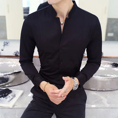 2023 Spring 3 Color Stand Collar Shirt High Quality Men Long Sleeve