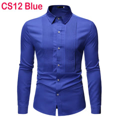 Brand Men Shirt 2022 Fashion Slim Fit Long Sleeve White Dress Shirt