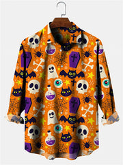 Halloween Style Ghosts Print Men's Shirts Casual Single-Breasted