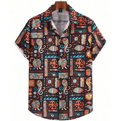 Hawaiian Men'S Shirt 3d Cashew Flower Print Short Sleeve Shirts Summer