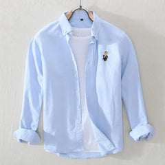 High Quality 100% Cotton Japanese Solid Color Casual Long Sleeved