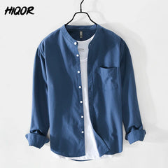 HIQOR Brand Blouses Fashion Simple Men's Casual Shirt 2024 New High