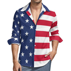 American Flag Printing Casual Shirts Men's Star Stripe Flag Shirt