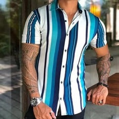 Hawaiian Men Summer Casual Floral Korean Social Retro Shirt Geometric