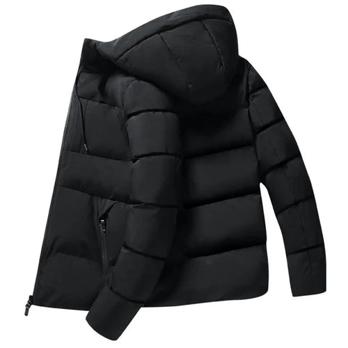 2022 Winter Men Jacket Cotton Padded Long Sleeve Solid Color Fluffy