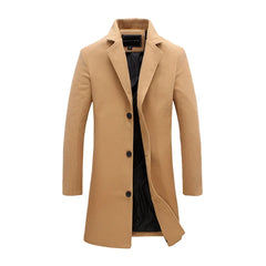 Single Breasted Lapel Long Coat Jacket Fashion Autumn Winter Casual