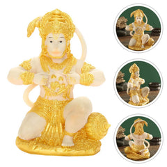 Gold Hanuman Statue Indian Lord Sculpture India Figurine Collection