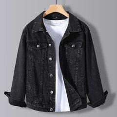 Jeans Coat for Men Black Autumn Denim Jackets Man High Quality Winter