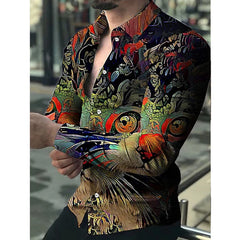 Men's shirt pattern shirt 3D printing plus size street daily long