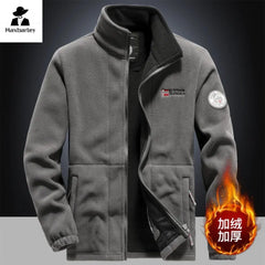 Winter Warm Fleece Jacket Men's Climbing Double Thickened Pocket