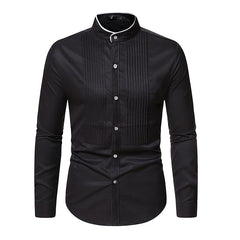 Brand Men Shirt 2022 Fashion Slim Fit Long Sleeve White Dress Shirt