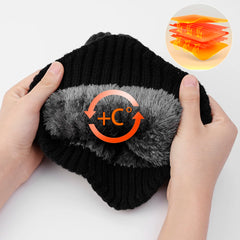 Outdoor Men Winter Knitted Hat Plush Warmth Peaked Cap Earmuff Casual