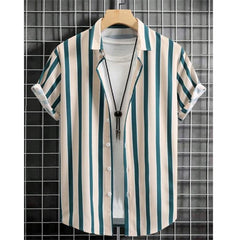 Hawaiian Beach Shirts Summer Men Shirt 3D Print Vintage Stripe Shirt