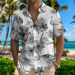 2023 Summer Animal Crane Men Hawaiian Shirt 3d Plant Shirt For Men