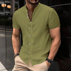 High Quality Men's Spring/Summer New Short Sleeve Cotton Linen Shirts