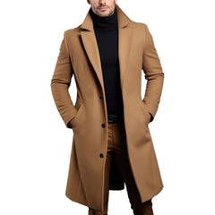 Warm and Comfortable Black Trench Coat for Men  Long Sleeve Single