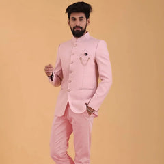 Fashion Stand Collar Single Breasted Suits for Men 2 Piece Indian