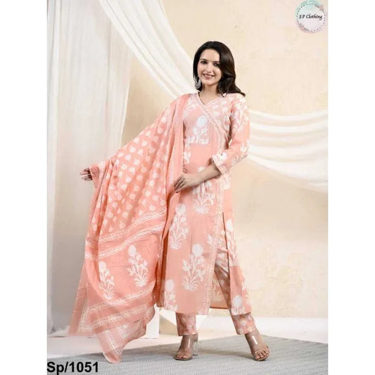 Pink Color Printed Kurta Palazzo with Dupatta Set Readymade Salwar