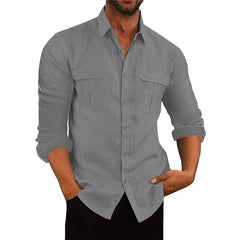 Spring Autumn Men's Casual Business Shirts Long Sleeve Loose Blouse