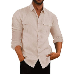 Spring Autumn Men's Casual Business Shirts Long Sleeve Loose Blouse