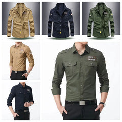 Military Shirt Men's Shirts Casual Style Clothing Cotton Long Sleeve