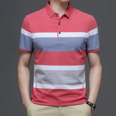 Men's Polo T Shirt Business Casual Simple Stripes Print Summer