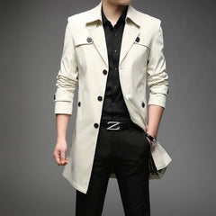 Spring Autumn Long Trench Men Fashion Business Casual Windbreaker Coat