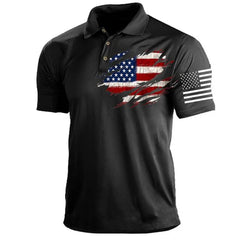 Vintage Men's Polo Shirt Golf Shirts Turndown 3d Print Tees Top