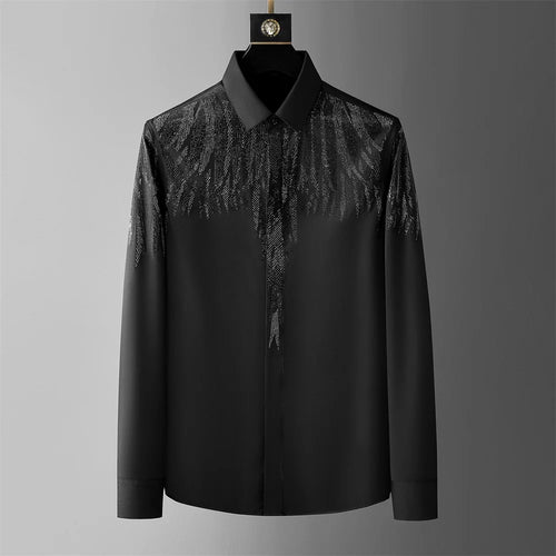 Luxury Wing Rhinestone Men's Shirt 2024 Spring Long Sleeve Casual