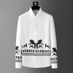 Autumn High Quality Men Long Sleeve Shirts For Man Turn Down Fashion