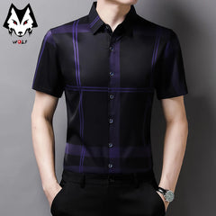 New Spring/Summer Men's Striped Short Sleeve Shirts Men's Sleeves Slim