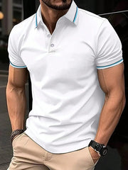 Best Selling Men Short Sleeve Polo Shirt Turn Down Collar Button Pure