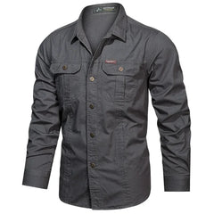 Men Military Outdoor Shirts Male Cotton Multi-pocket Tooling Casual