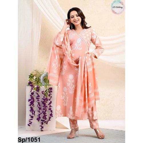 Pink Color Printed Kurta Palazzo with Dupatta Set Readymade Salwar