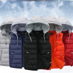 Men's Padded Vest Autumn Winter Hooded Jackets Outerwear Thick Warm